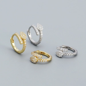 Orecchini a Cerchio Serpentine in Argento Sterling 925 con Zirconi Intarsiati per Donna Stile Ins Gioielli Regalo