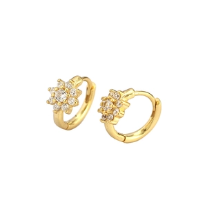 Élégantes créoles fleurs en argent S925 avec cristaux de zircone brillants pour femmes