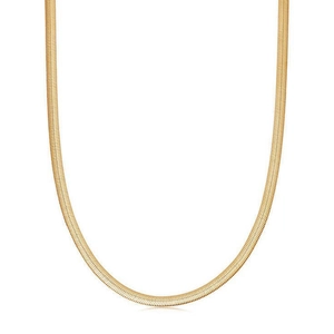 Minimalist S925 sterling silver golden flat herringbone snake chain necklace for women