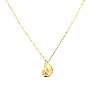 Minimalist S925 silver shell nautilus pendant necklace with gold plated O-chain links