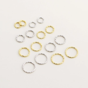Minimalist S925 hammered hoop earrings in gold and silver finishes with multiple sizes