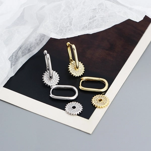 Boucles d'oreilles en argent S925 en forme de U avec pendentifs amovibles en zircon