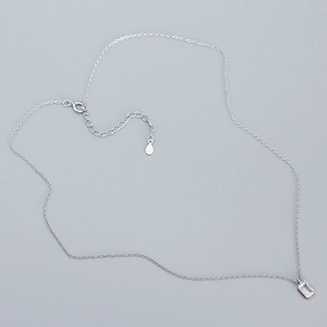 Elegant S925 silver necklace featuring a rectangular zircon pendant on a minimalist chain