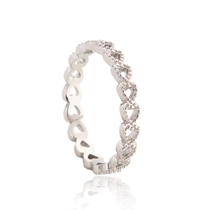925 Sterling Silver Hollow Heart Open Ring For Women Sweet Rhinestone Heart To Heart Finger Ring Minimalist Jewelry Gift