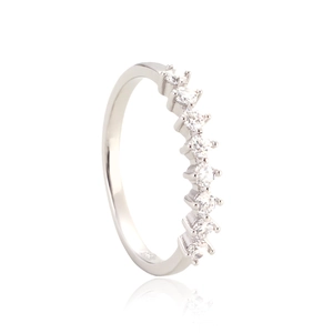 Anello in Argento Sterling 925 Minimalista per Donna Elegante Anello a Fascia con Strass Intarsiati Geometrico Gioielli Regalo