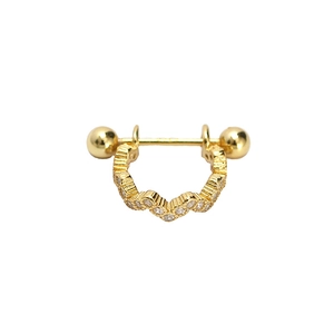 Clou d'oreille incurvé en argent S925 doré avec micro-pavage de zircons brillants