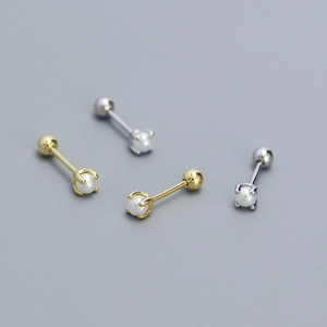 Minimalist S925 silver pearl stud earrings in gold and silver finish with screw backs
