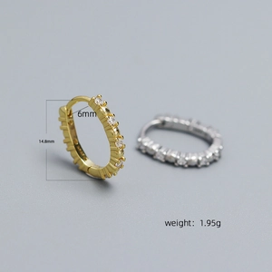 U-förmige S925 Sterlingsilber Creolen mit Zirkonia-Steinen in Gold und Silber Ausführung