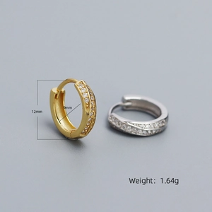 Boucles d'oreilles créoles Möbius en argent S925 avec pavé de zircons et diamètre de 12 mm