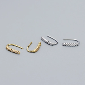 Boucles d'oreilles crochet en U en argent S925 avec zircons scintillants en or et argent