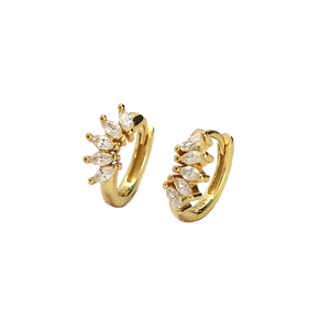 Elegant gold S925 sterling silver hoop earrings featuring marquise-cut zircon stones