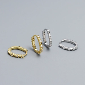Minimalistische 925 Sterling Silber U-Form Creolen Für Damen Luxus Zirkonia Eingelegt Gold Silber Galvanisiert Geometrische Ohrringe Geschenk
