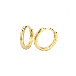 Minimalist S925 sterling silver gold-plated hoop earrings with hallmark stamp