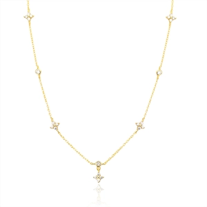 Collier Trèfle en Argent Sterling S925 Avec Strass Choker Français Chaîne de Clavicule à Plusieurs Pendentifs Bijoux Femme