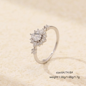Luxurious S925 silver flower ring with zircon cluster center and 10mm head diameter