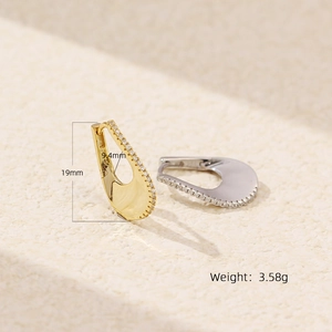 Orecchini a cerchio a U in argento sterling S925 con pavé di zirconi brillanti da donna
