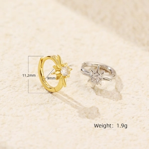 S925 sterling silver starburst hoop earrings with sparkling cubic zirconia in gold and silver