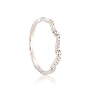 S925 Sterling Silver Wavy Ring For Women Minimalist Inlaid Rhinestone Finger Ring Stackable Thin Wedding Jewelry Gift