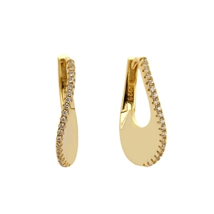 Orecchini a U di lusso in argento S925 placcato oro con scintillanti zirconi cubici