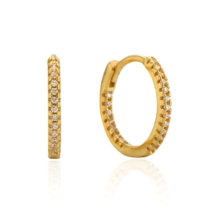 S925 Argent Sterling Huggie Boucles d'oreilles Créoles pour Femmes Luxe Pavé Strass Petit Cercle Rond Boucle d'oreille Bijoux