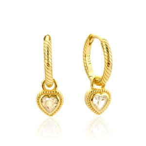 925 Sterling Silver Heart Pendant Hoop Earrings Twisted Texture Rhinestone Ear Buckle Jewelry For Women Daily Dating Fashion Jewelry