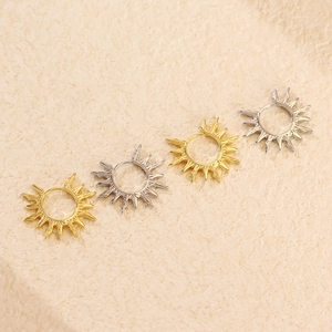 Boucles d'oreilles créoles tournesol en argent s925 doré et argenté style bohème chic