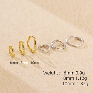 Irregular wave pattern S925 sterling silver hoop earrings in gold and silver finishes