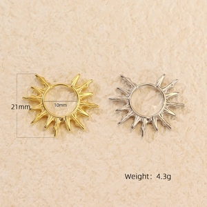 Boucles d'oreilles créoles fleur de soleil en argent S925 doré et argenté poli