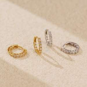Boucles d'oreilles créoles de luxe en argent 925 avec cristaux de zircone cubique