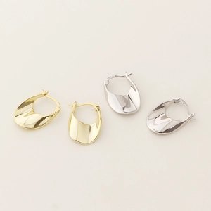 Orecchini a cerchio a U in argento sterling S925 lucidato in oro e argento