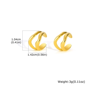 Bagues d'oreille ondulées en acier inoxydable doré, dimensions 1,04 cm x 1,42 cm