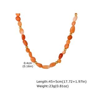 Detail view of natural stone necklace showing length 45+5cm and 0.4cm bead size details