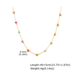 Collier doré en acier inoxydable avec perles colorées, longueur 40 plus 5 cm réglable