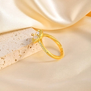Detailed macro view of S925 engraved stamp on the adjustable golden ring inner band