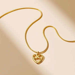 Minimalist gold infinity heart pendant necklace with sleek snake chain for women