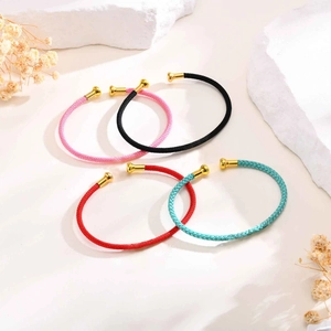 Minimalist Braided Open Cuff Bracelet With Polished Copper End Caps For Women Ethnic Fashion Handmade Jewelry Gifts