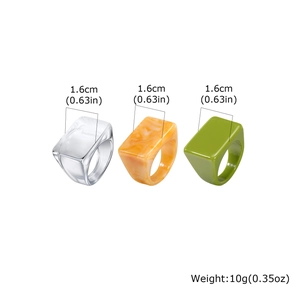 Detailed view of resin rings showing 1.6cm width and geometry of the three-piece set