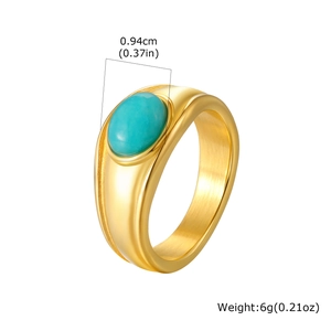 Vintage gold oval amazonite ring with brushed texture metal and turquoise stone