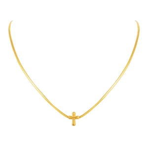 Elegante goldene Kreuzkette mit flacher Schlangenkette für modischen Hip-Hop-Stil