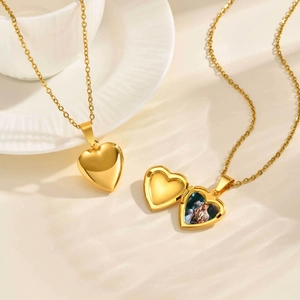 Stainless Steel Heart Locket Necklace For Women Openable Heart Photo Pendant High Polished Gold Silver Necklaces Jewelry Gift