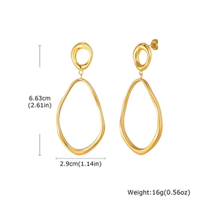 Boucles d'oreilles pendantes géométriques irrégulières en acier inoxydable doré élégant
