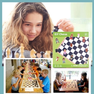 Children playing with the Elf Chess ludo and international chess two-in-one board game