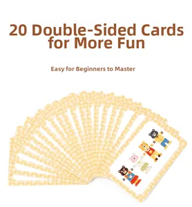 Set of 20 double-sided wooden bear dressing cards with colorful educational patterns