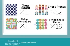 Detailed 2-in-1 board game set featuring flying chess and cartoon chess for kids
