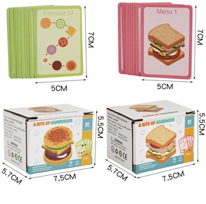 Detailed size specifications of wooden hamburger and sandwich educational toys for kids