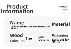 Close-up of wooden puzzle block specifications and eco-friendly water-based paint details