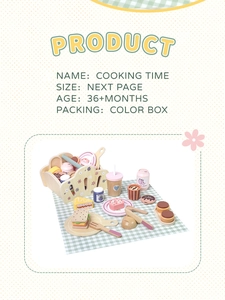 Détail du set de pique-nique en bois avec panier à fleurs et desserts de jeu de thé