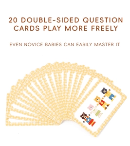 Detailed fan array of 20 double-sided wooden bear dressing puzzle question cards
