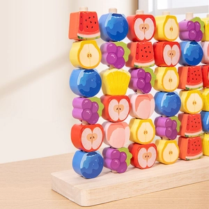 Juguete de madera para clasificar y apilar frutas para la coordinación mano-ojo
