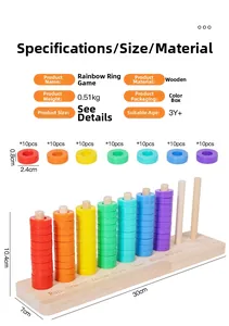 Detailed size parameters of the wooden rainbow ring stacker educational counting toy